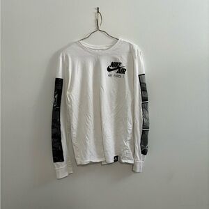 Nike White and Black Long Sleeve Tee